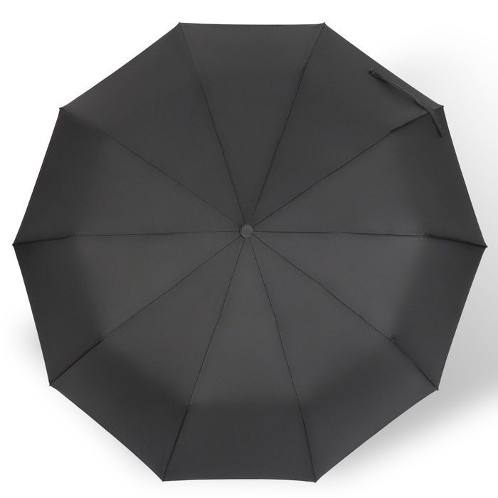 Зонт автоматический «Однотон», 3 сложения, 10 спиц, R = 50 см, цвет чёрный - фото 1883093035