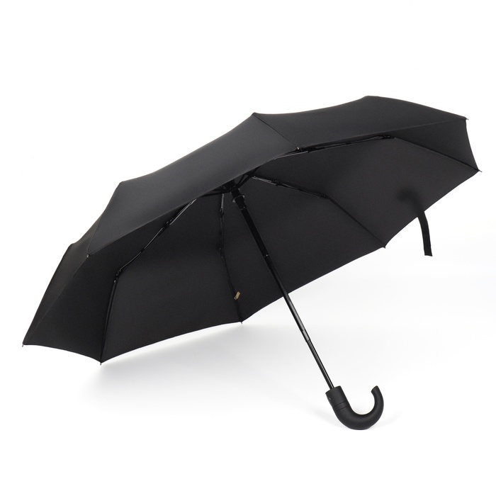 Зонт автоматический «Однотон», 3 сложения, 8 спиц, R = 48 см, цвет чёрный - фото 1883093045