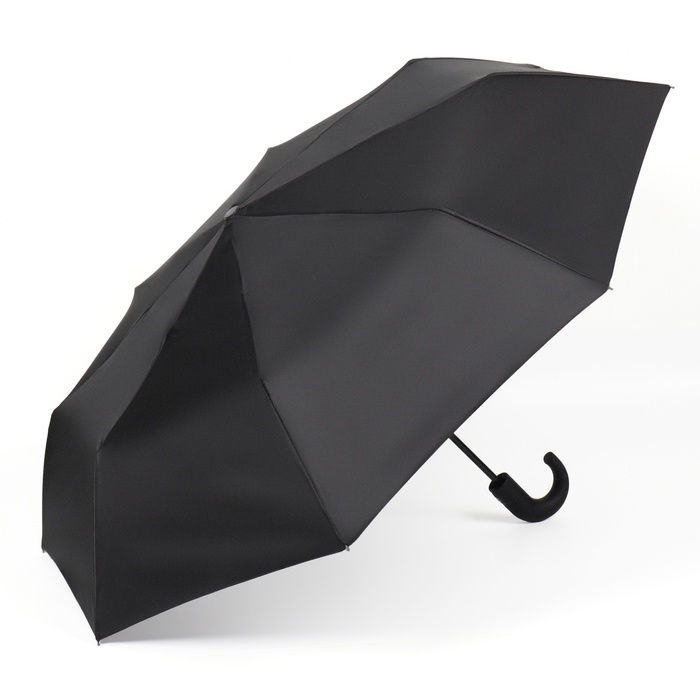 Зонт автоматический «Однотон», 3 сложения, 8 спиц, R = 48 см, цвет чёрный - фото 1883093046