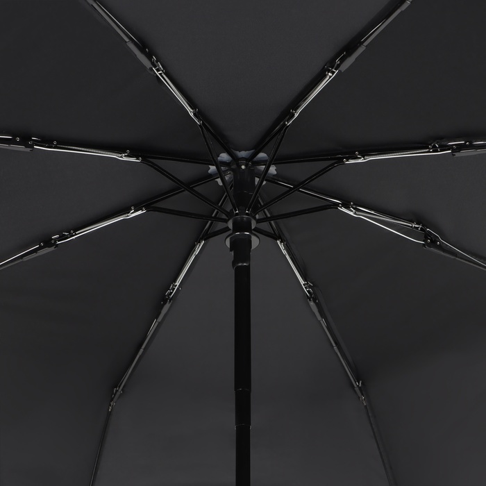Зонт полуавтоматический «Однотон», 3 сложения, 8 спиц, R = 48 см, цвет чёрный