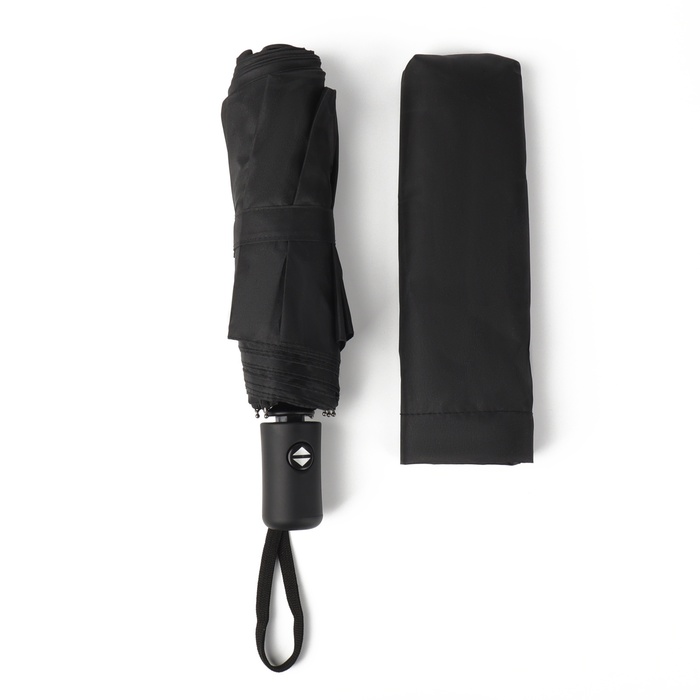 Зонт автоматический «Однотон», 3 сложения, 8 спиц, R = 48 см, цвет чёрный - фото 1883093066