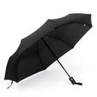 Зонт автоматический «Однотон», 3 сложения, 8 спиц, R = 48 см, цвет чёрный - фото 9390639