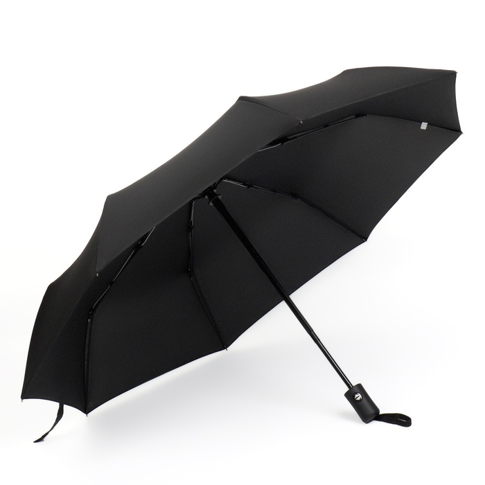 Зонт автоматический «Однотон», 3 сложения, 8 спиц, R = 48 см, цвет чёрный - фото 1905196408