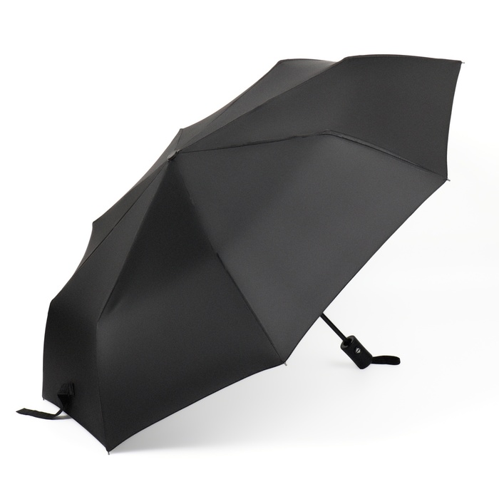 Зонт автоматический «Однотон», 3 сложения, 8 спиц, R = 48 см, цвет чёрный - фото 1905196409