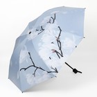 Зонт механический «Цветение», эпонж, 4 сложения, 8 спиц, R = 47 см, цвет нежно-голубой - Фото 5