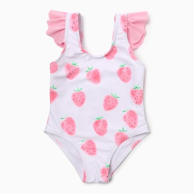 Купальник детский слитный Крошка Я «Клубника», рост 98-104 см, розовый
