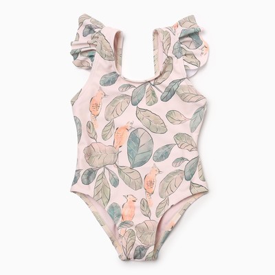 Купальник детский слитный Крошка Я «Листья», рост 98-104 см, бежевый