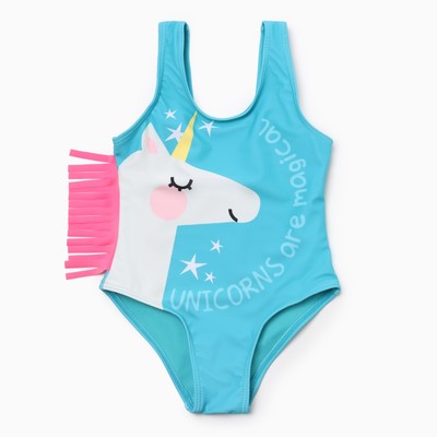 Купальник детский слитный Крошка Я «Единорог», рост 86-92 см, голубой