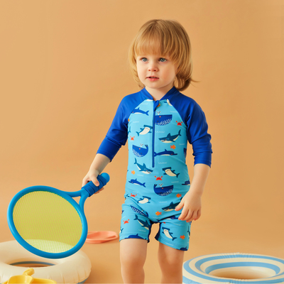 Купальник детский «Крошка Я. Рыбы» рост 98-104 см, голубой