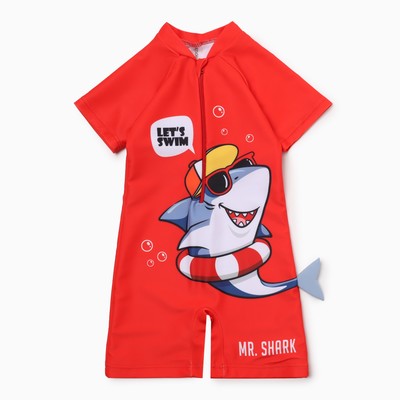 Купальный костюм детский Крошка Я «Акула», рост 98-104 см, красный
