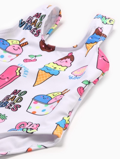 Купальник для девочки слитный KAFTAN «Мороженое», белый, размер 30 (98-104 см)