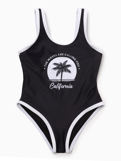 Купальник для девочки слитный KAFTAN: California, чёрный, размер 32 (110-116 см)