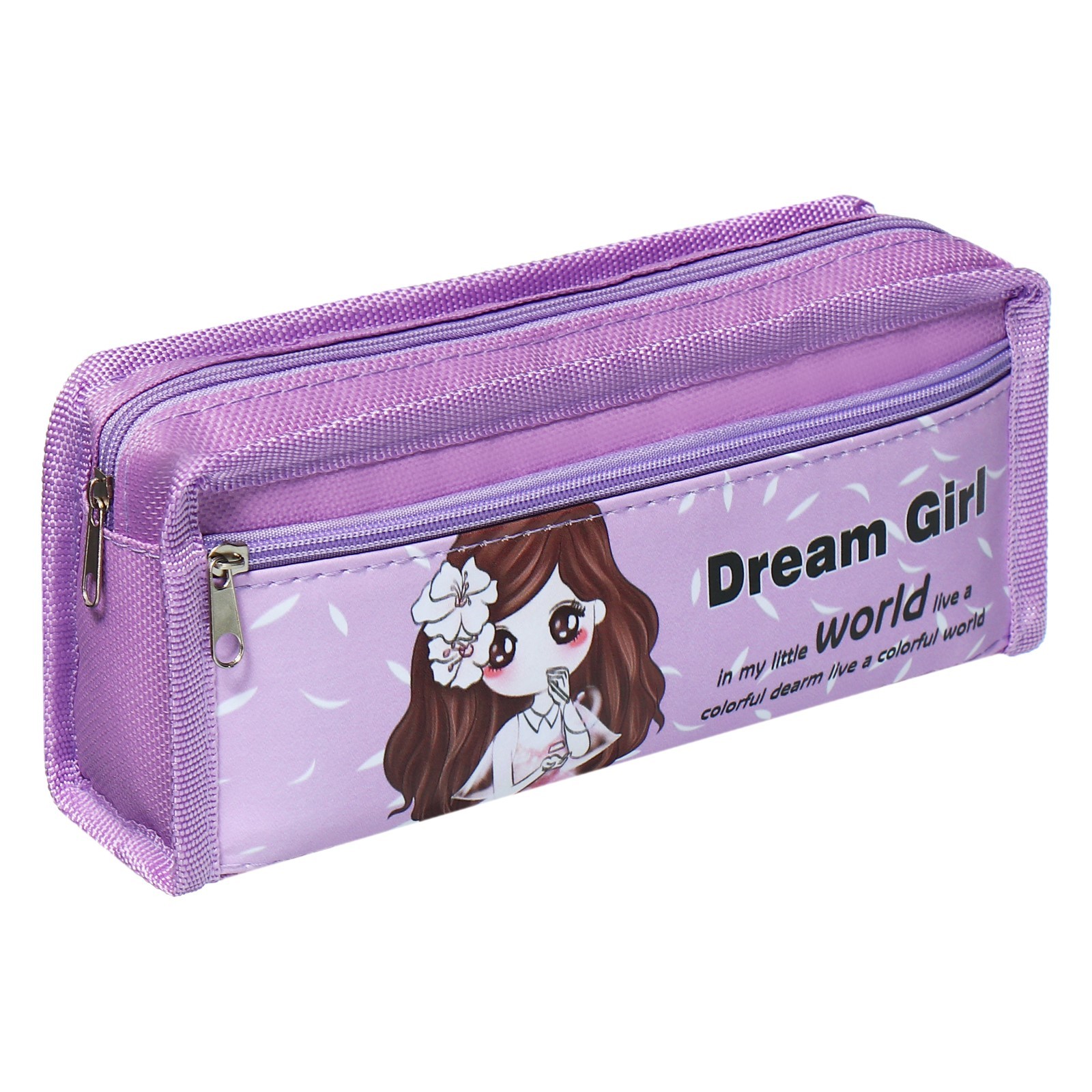 Пенал школьный на молнии Calligrata "Аниме", 2 отделения, сиреневый ...