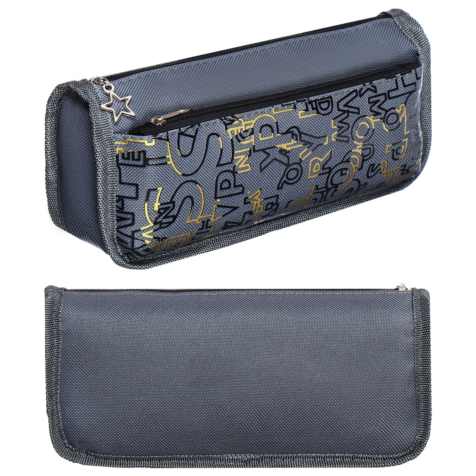 Пенал школьный на молнии Calligrata, 2 отделения, серый (10185985 ...