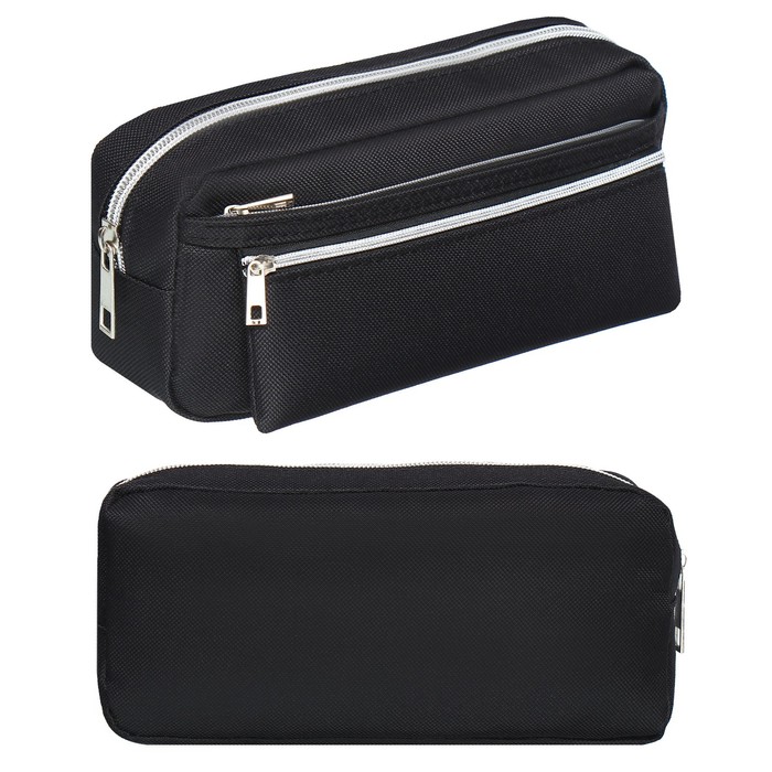 Пенал школьный Calligrata, мягкий, 3 отделения, 130×210×100 мм, объёмный, чёрный - Фото 1