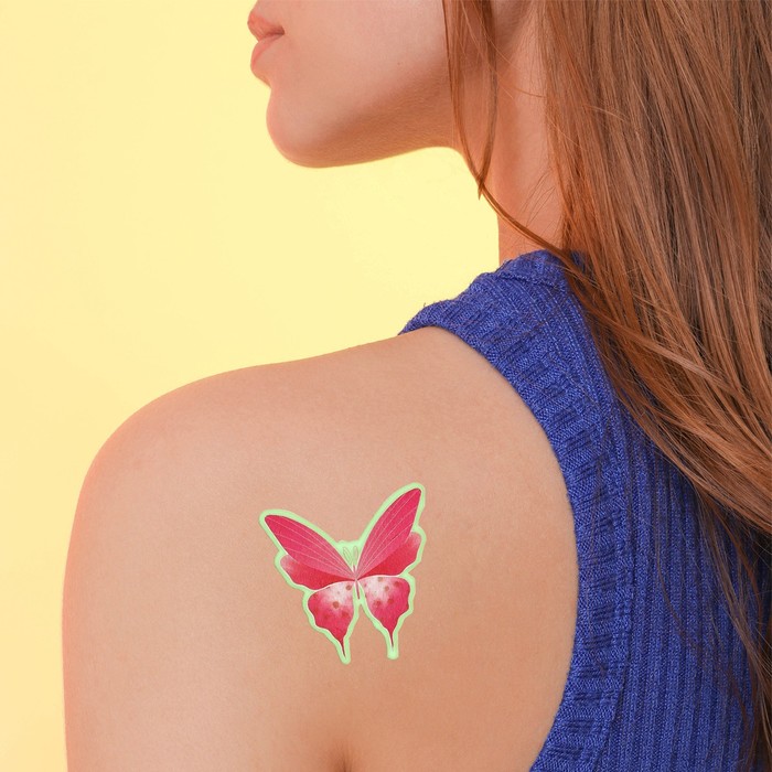 Татуировка на тело «Бабочки», светится в темноте, 14 х 21 см