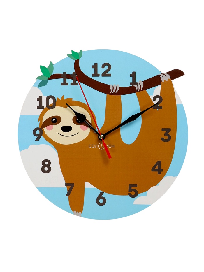 Часы настенные «Ленивец», детские, бесшумные, плавный ход, от батарейки 1×АА - Фото 1