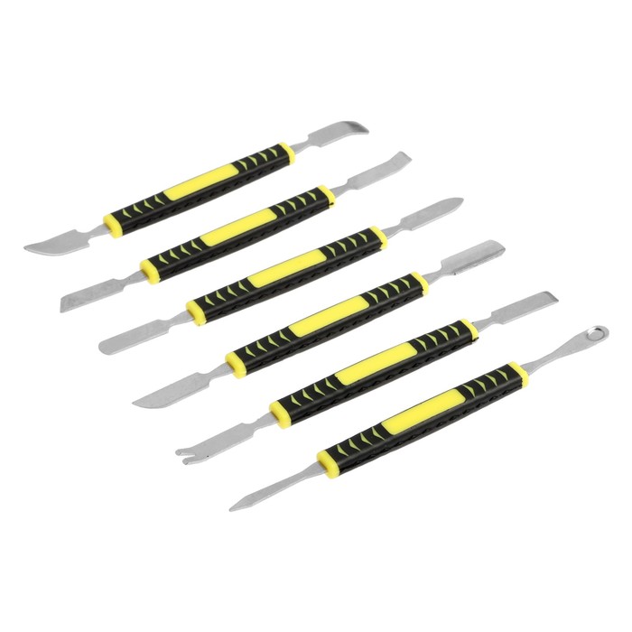 Набор мини шпателей ТУНДРА, 45 сталь, 2К рукоятки, 6 шт. - Фото 1