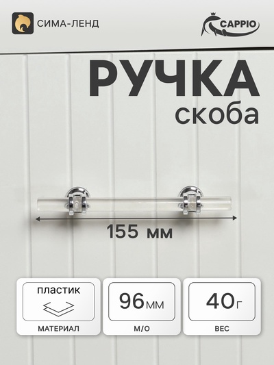 Ручка-скоба CAPPIO PK106, м/о 96 мм, d=12 мм, пластик, цвет прозрачный/хром