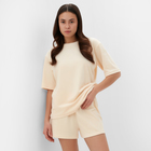 Костюм женский (футболка и шорты) KAFTAN Plushy размер 40-42, молочный - фото 321544119