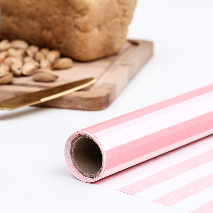 Бумага силиконизированная " Полоски широкие розовые" 0,38 х 5м