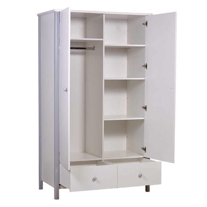 Шкаф двухсекционный Polini kids Simple 3510, с ящиками, белый-серый