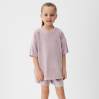 Костюм детский (футболка, шорты) KAFTAN Plushy р.32 (110-116), лиловый - фото 321400882