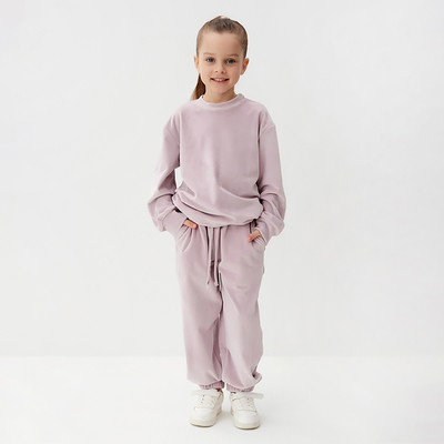 Костюм детский (свитшот, брюки) KAFTAN Plushy, размер 36 (134-140 см), лиловый