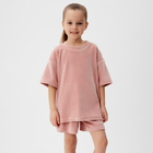 Костюм детский (футболка, шорты) KAFTAN Plushy р.32 (110-116), розовый - Фото 1