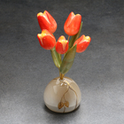 Сувенир "Тюльпаны в вазе" (5 цв.) круглая, селенит, малая (красные) - фото 3526096