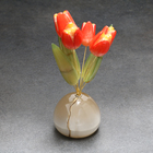 Сувенир "Тюльпаны в вазе" (5 цв.) круглая, селенит, малая (красные) - Фото 2