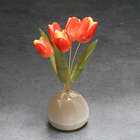 Сувенир "Тюльпаны в вазе" (5 цв.) круглая, селенит, малая (красные) - Фото 3