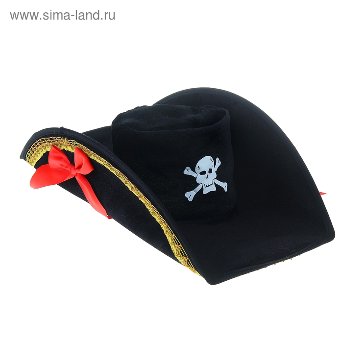 Карнавальная шляпа "Пират" с бантиками, р-р 56-58 - Фото 1