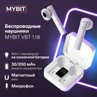 Наушники беспроводные MYBIT VBT 1.18, TWS, вкладыши, BT5.0, 30/200 мАч, солнечная панель, белые - фото 321400898