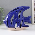 Подсвечник керамика "Рыба Скалярия" песочно-синий 18,3х7,3х16 см - фото 3857352