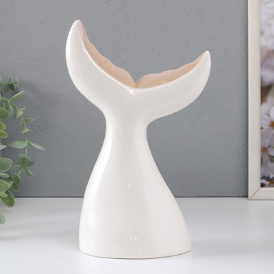 Фигурка керамика «Большой хвост кита», песочно-белый, 13.8×8×22.6 см