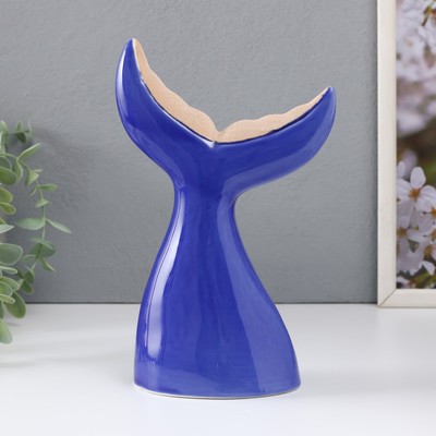 Фигурка керамика «Большой хвост кита», песочно-синий, 13.8×8×22.6 см
