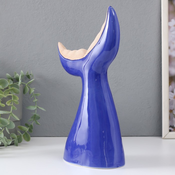 Сувенир керамика "Хвост кита" ярко-синий 19,4х9,2х29 см