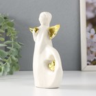 Сувенир керамика "Малышка-ангел с сердцем" белый с золотом 10,5х4,2х14 см - Фото 2