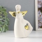 Сувенир керамика "Малышка-ангел с сердцем" белый с золотом 10,5х4,2х14 см - Фото 4