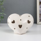 Сувенир керамика свет "Сердце" белый 12,3х9х8,6 см - фото 3358743