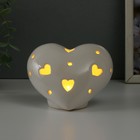 Сувенир керамика свет "Сердце" белый 12,3х9х8,6 см - Фото 2