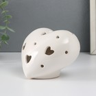 Сувенир керамика свет "Сердце" белый 12,3х9х8,6 см - Фото 3