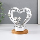 Подсвечник керамика на 1 свечу "Два сердца" серебро 11х8х12,5 см - Фото 3