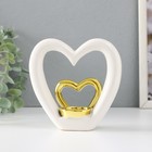 Подсвечник керамика на 1 свечу "Сердце в сердце" белое с золотом 12,7х5,5х12,2 см - Фото 3
