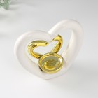 Подсвечник керамика на 1 свечу "Сердце в сердце" белое с золотом 12,7х5,5х12,2 см - Фото 5