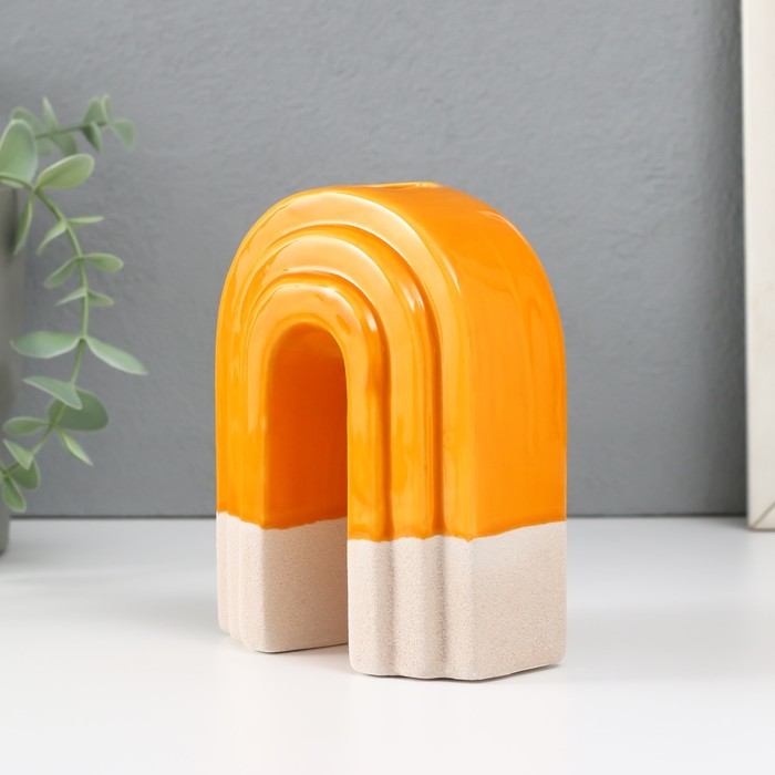 Подсвечник керамика на 1 свечу "Скара" песочно-оранжевый 10,2х6х12,8 см