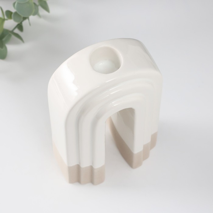 Подсвечник керамика на 1 свечу "Скара" песочно-белый 10,3х6,2х18 см