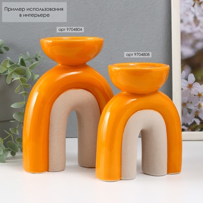 Подсвечник на 1 свечу «Медуза», песочно-оранжевый, 13.5×8.7×18 см