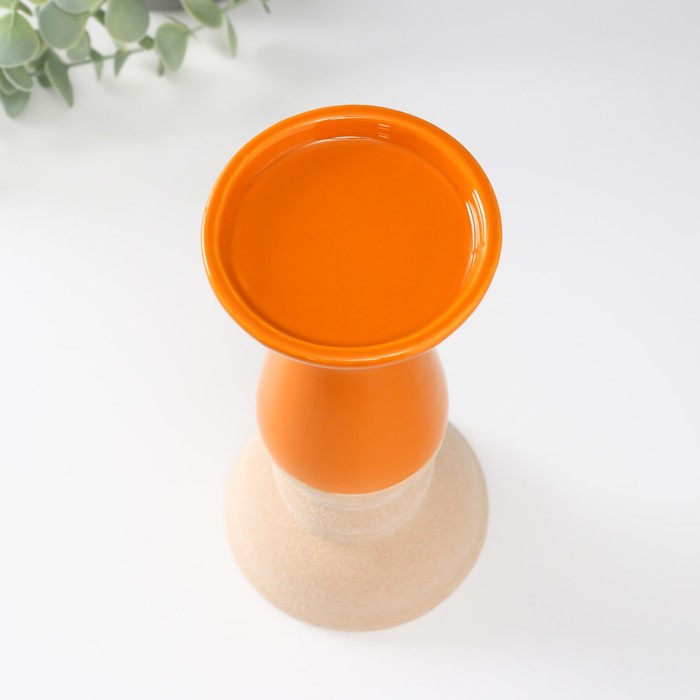 Подсвечник керамика на 1 свечу "Пирей" песочно-оранжевый 9,8х9,8х20 см